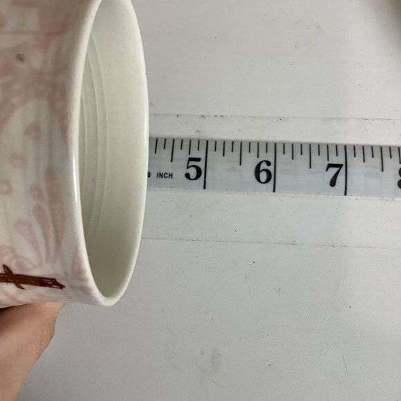 Anthropologie Homegrown Monogram Letter T Pink Floral Coffee Mug Tea Cup 14oz - Picture 7 of 7